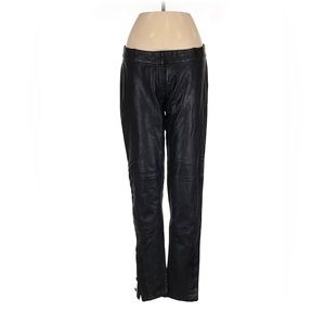 COSTUME NATIONAL size 6 black Leather pants with side buttons in Excellent cond.